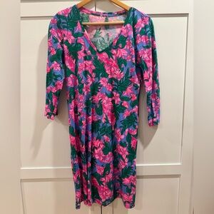 Lilly Pulitzer Pink and Green Floral Dress Small
